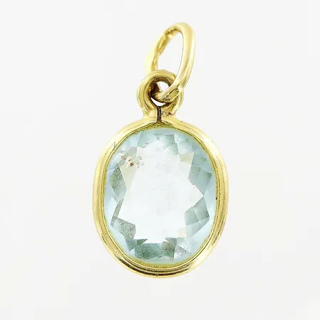 Hänge, blå sten, 20x10mm, nagg på sten, 18K. Bruttovikt: 1,2gram. Vikt: 1,2 g