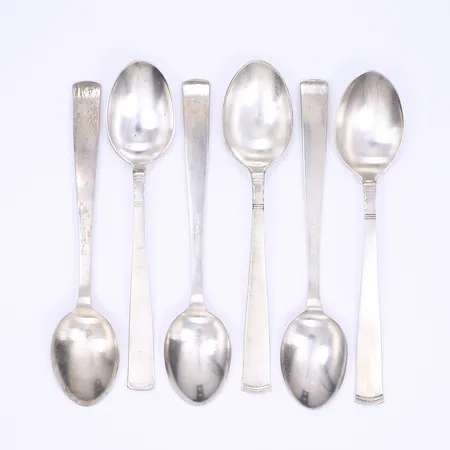 6 st dessertskedar, Rosenholm GAB, 15cm, Bruksslitage, Silver 830/1000 Vikt: 150 g