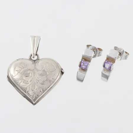 Parörhängen och hänge silver. Vikt: 5,9 g