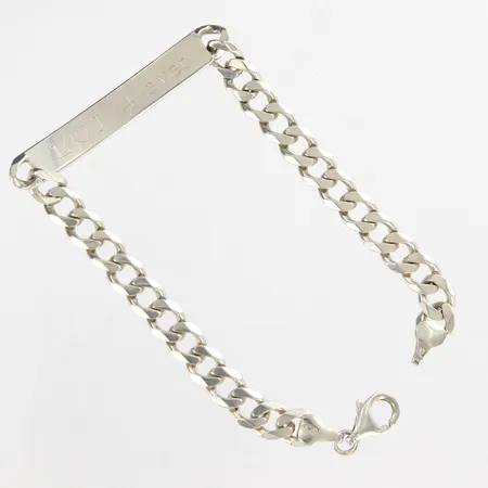 Armband gles Pansar med platta, graverad, 22cm, bredd: 7-7,2mm, silver 925/1000 Vikt: 16,4 g