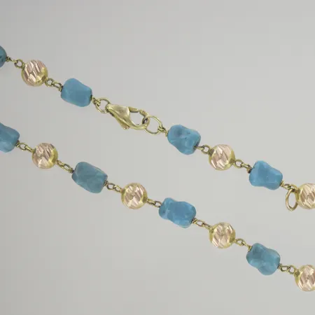 Halskedja med turkos, längd 49 cm, 14K Vikt: 18,3 g