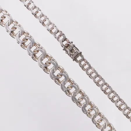 Kedja, doserad bismarck, längd 45,5cm, bredd 7-11,7mm, GFAB, silver 925/1000 Vikt: 34,8 g