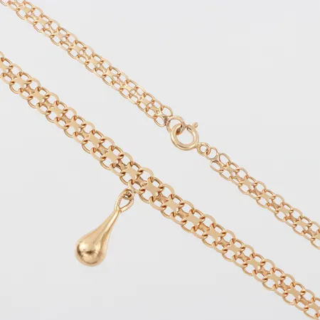 Collier X-länk med hänge, längd ca 45 cm, bredd 5.1-6.6 mm, 18k. Vikt: 20,4 g