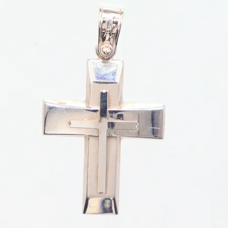 Hänge kors vitguld, längd 3,4cm, bredd 20,1mm, 14K Vikt: 3,1 g