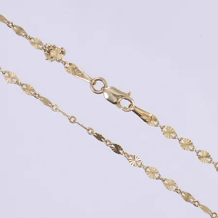  Halskedja, längd 51cm, bredd 2mm, något tvinnad, 14K Vikt: 2,8 g