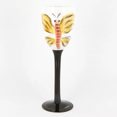 Pokal/vinglas Kosta Boda Atelier, Ulrica Hydman Vallien, höjd:24,5cm, Ø8cm, etikettmärkt, signerad nummer 942002/500 Vikt: 0 g Skickas med paket.