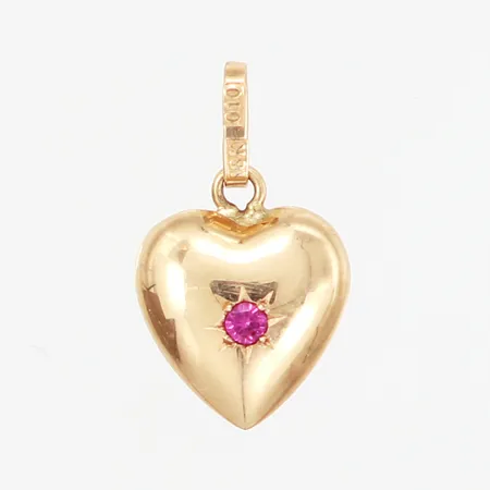 Hänge hjärta med rosa sten, 18x11mm, gravyr baksida, 18K Vikt: 0,7 g