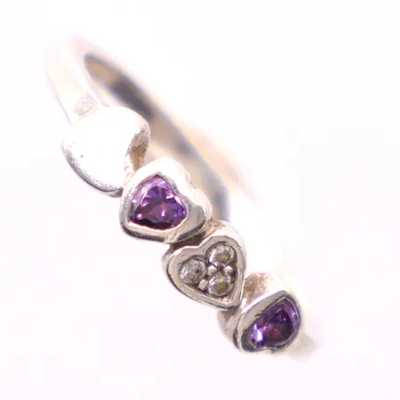 Ring, Ø18½, små vita och lila stenar, silver 925/1000 Vikt: 2,4 g