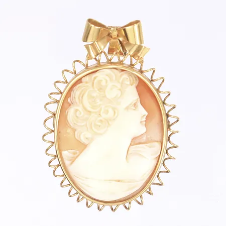 Hänge/brosch med camé, 53x34mm, 18K Bruttovikt: 11,3g 