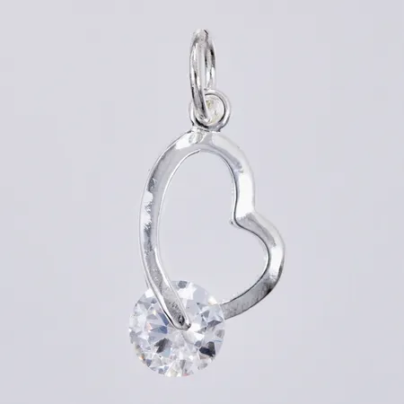 Hänge, hjärta med sten, längd: ca 2,8cm, bredd: ca 13mm, 925/1000 silver Vikt: 2,3 g