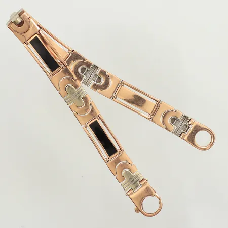 Armband med svart emalj, längd 22cm, bredd 10,5mm, tvåfärgat, 14K  Vikt: 30,2 g