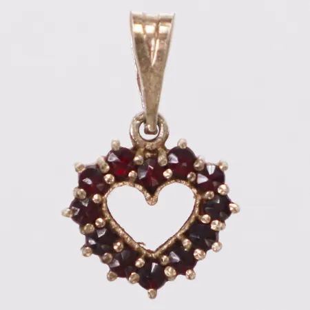 Hänge, hjärta, granater, längd 28mm inkl ögla, bredd 11mm, förgyllt, silver 830/1000 Vikt: 1 g