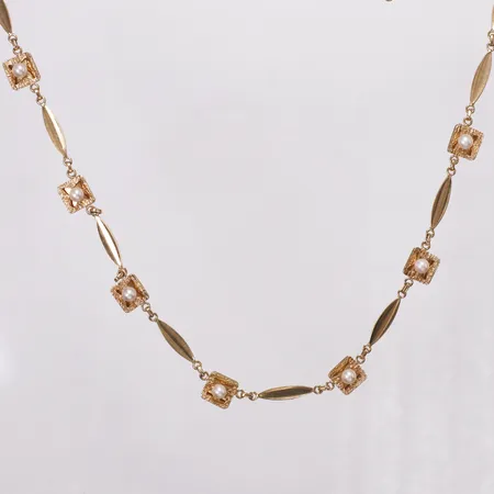 Collier, odlade pärlor, längd 42cm, bredd 3,5mm, 18K Vikt: 12,4 g