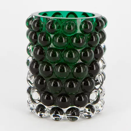 Ljuslykta Skogsberg & Smart, Hurricane Boule, grönt glas, höjd 12cm, Ø10cm, signerad, etikettmärkt, originalkartong, Vikt: 0 g