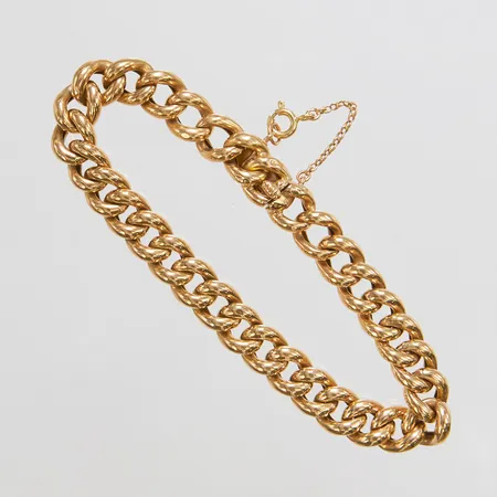 Armband Pansar, längd ca 20cm, bredd 9mm, säkerhetskedja, ihålig, 18K Vikt: 19,2 g