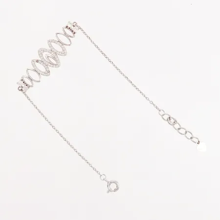 Armband med vita stenar, 19,5cm, bredd: 1-13mm, 2 stenar saknas, silver 925/1000 Vikt: 3,2 g