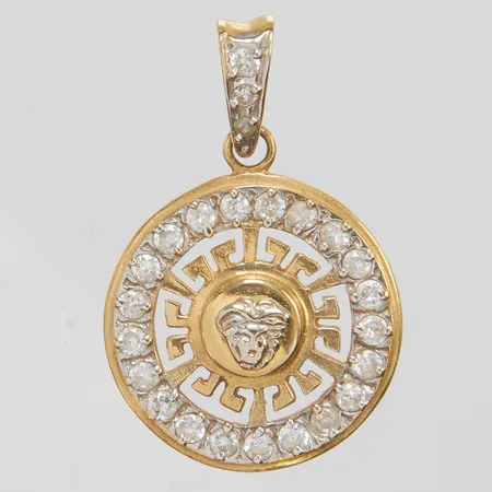 Hänge, Medusa, vita stenar, längd ca 31mm, 20,4mm, 14K Vikt: 3,8 g