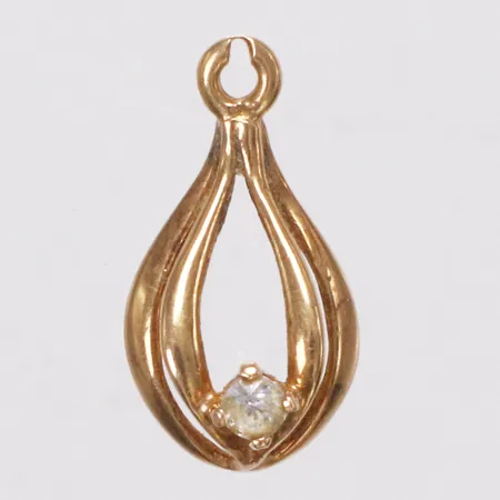 Hänge, vit sten, längd 15mm, bredd 8mm, saknar hängögla, 18K Vikt: 0,5 g