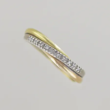 Ring med stenar 3 färger, Ø 19½ mm, bredd 4 mm, 18K Vikt: 2,9 g