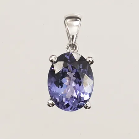Hänge, tanzanit, längd 15mm, bredd 7mm, vitguld, 18K Vikt: 1,5 g