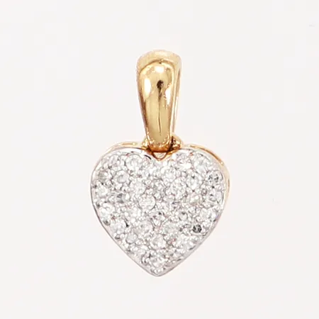 Hänge hjärta med vita stenar, 11x7mm, GHA, 18K Vikt: 0,8 g