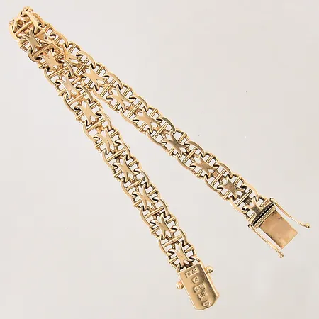 Armband X-länk med stav, längd 19,5cm, bredd; 8,2-16,3mm, 18K  Vikt: 21,1 g