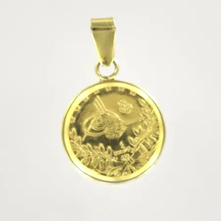 Hänge, längd 3 cm, diam 1,8 cm, 14/21K  Vikt: 3,5 g