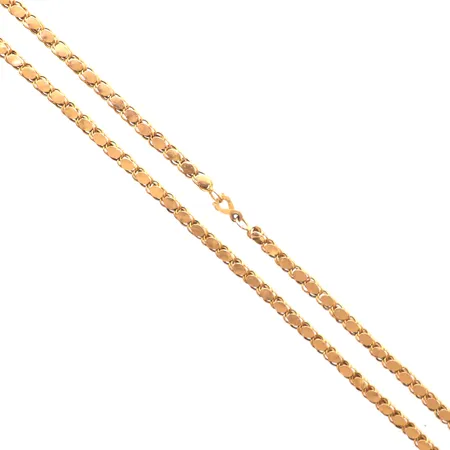 Kedja, längd: 48cm, bredd: 5mm, defekt, saknar detaljer, 18K. Vikt: 12,7 g