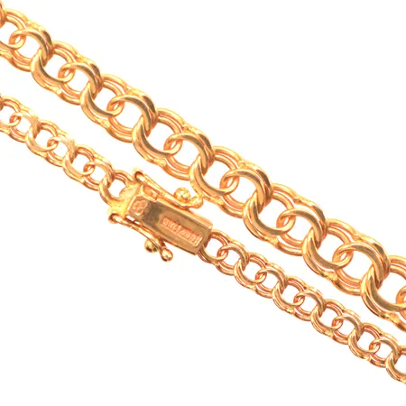 Collier doserad Bismarck, längd 45,5cm, bredd 3,7 - 6,2mm, kistlås, 18K Vikt: 12,6 g