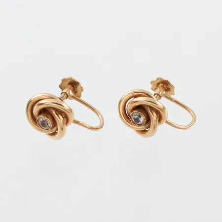 Örhängen paret med stenar,skruv,diameter 10.2 mm,18k. Vikt: 3,2 g