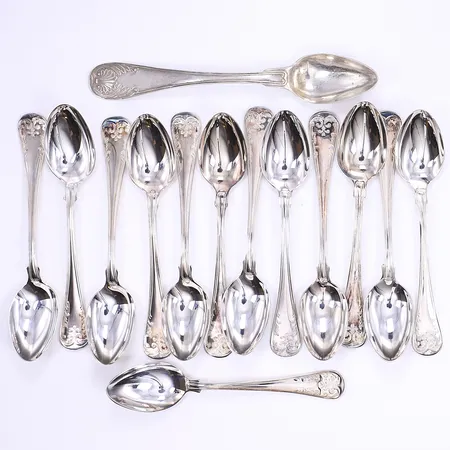 14 Silverskedar, 13cm, Silver 830/1000 Vikt: 261 g