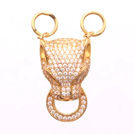 Hänge Panter, längd 22mm, bredd 13,3mm, små vita stenar, en sten saknas, 21K Vikt: 4,9 g