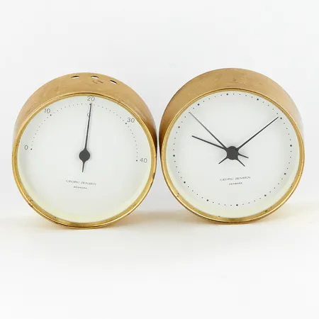 Georg Jensen, Henning Koppel, väggur och termometer,  Ø9,5cm Vikt: 0 g