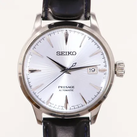 Herrur Seiko Presage, Ø40mm, automatisk, läderarmband, ref: SRPB43J1, kaliber: 4R35, box med instruktionsbok samt slitage, mindre repor på glas.