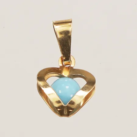Hänge hjärta med blå sten, längd 15mm inkl öga, bredd 9,1mm, 18K Vikt: 0,6 g