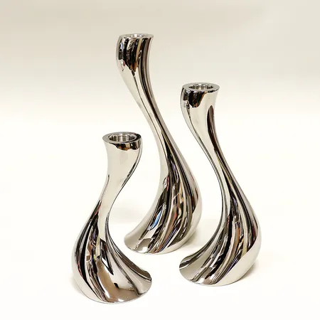 3 ljusstakar Georg Jensen, Cobra, 15, 20, 24cm, Danmark, inga tillbehör. Skickas med postpaket.