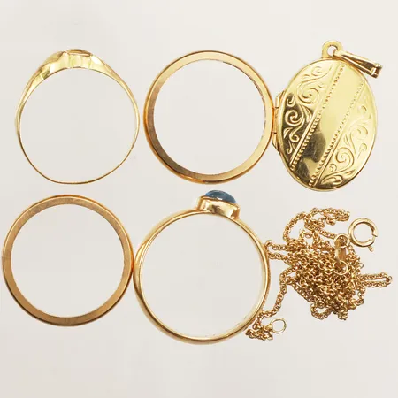 Ringar, hänge, kedja, defekt, gravyr, 18K Vikt: 19,6 g