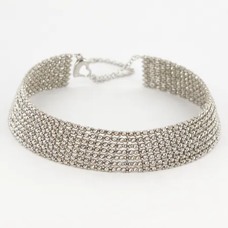 Collier halvstelt/ Choker, vitguld, 29-39cm, bredd: ca 20mm, Suulin Italy, smärre skevheter, 18K,  Vikt: 64,4 g