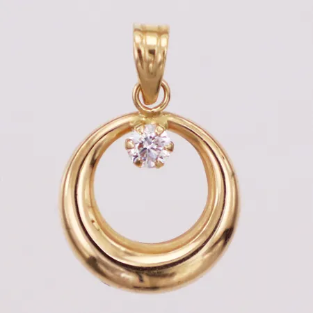 Hänge, vit sten, längd 18mm inkl ögla, bredd 12mm	18K Vikt: 0,4 g