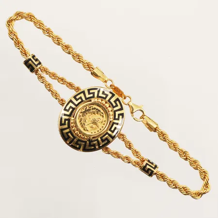 Armband med meandermotiv, längd ca 19,5cm, bredd 3-25,5mm, repig, 21K Vikt: 13,5 g