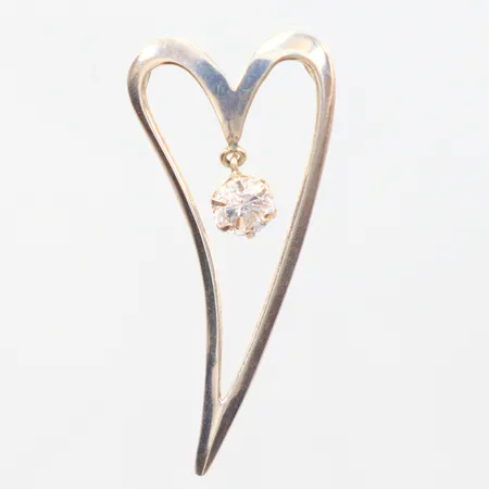 Hänge hjärta, vit sten,  Guldfynd, silver 925/1000, längd 4,5cm Vikt: 1,7 g