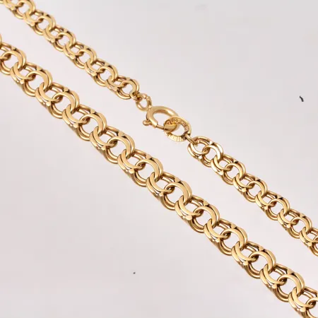 Collier i 18K guld, 47,5cm, Bismarck, docerat, bredd 4,8-6,3mm, vikt 19,27g.