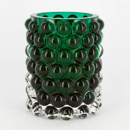 Ljuslykta Skogsberg & Smart, Hurricane Boule, grönt glas, höjd 12cm, Ø10cm, signerad, etikettmärkt, originalkartong, Vikt: 0 g