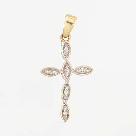 Hänge kors med vita stenar, längd: 21mm, 18K Vikt: 0,5 g