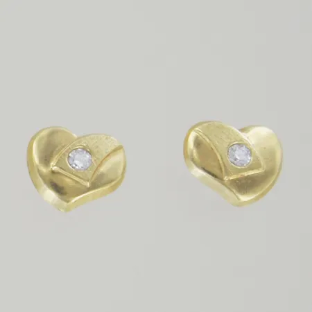 Ett par örhängen med sten, bredd 8 mm, ploppar saknas, 18K Vikt: 0,6 g