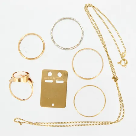 5 ringar, Id-bricka, kedja defekt, 18K Vikt: 27,1 g