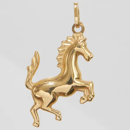 Hänge häst, längd ca 40mm, bredd 22,5mm, ihålig, 14K Vikt: 2 g