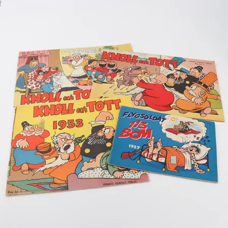 Seriealbum Flygsoldat 113 Bom 1957,Knoll och Tott 3 st 1953-54-55.