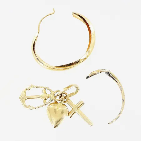 1 hänge, 1 enstaka örhänge, 1 del av ring, defekter, metall, 18K. Bruttovikt: 2,7gram. Vikt: 2,7 g