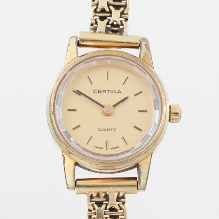 Damur Certina, diameter 19.8 mm, fungerar ej, stål i uret 18k i bandet, totalvikt 21.3 gram.